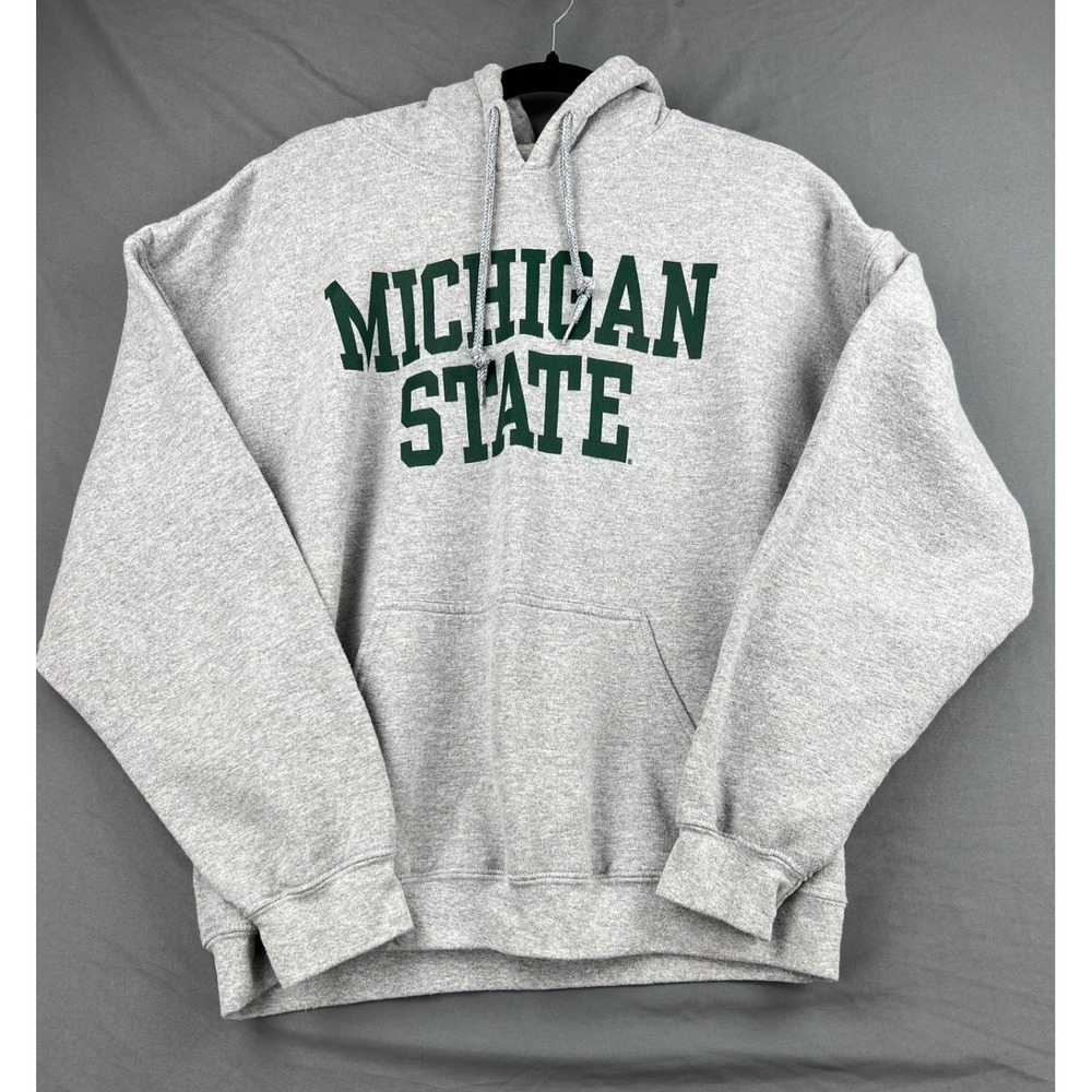 Michigan State Gildan Hoodie Mens Large Heavy Blend Gray Spartans Sweatshirt